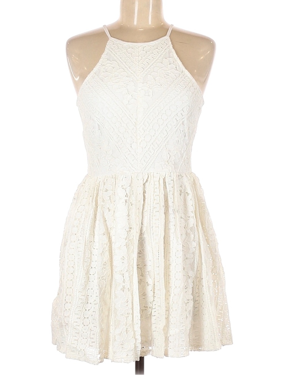 White Lace Fit Flare Dress Graduation Bridal Shower Rehearsal Dinner Juniors 7
